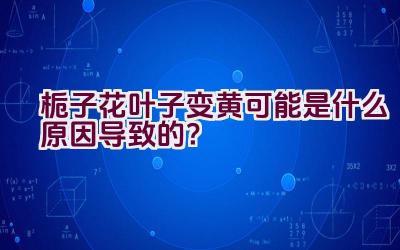 栀子花叶子变黄可能是什么原因导致的？